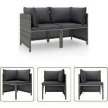 The Living Store - Canapé de jardin à 2 places avec coussins Gris Résine tressée - Canapé De Jardin - Mobilier De Jardin - Sofa Extérieur - Set De