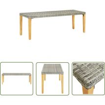 The Living Store - Banc de jardin 80 cm Résine tressée Gris - Banc De Jardin - Mobilier De Jardin - Banc En Résine Tressée - Banc Moderne - Banc