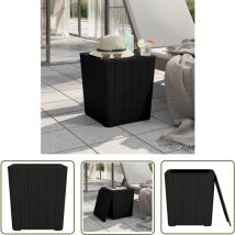 The Living Store - Table de jardin avec couvercle amovible noir polypropylène - Table De Jardin - Table Extérieure - Mobilier De Jardin - Table Ronde