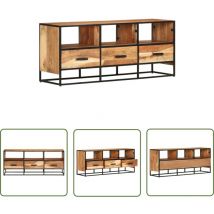 The Living Store - Meuble tv 110x30x45 cm Bois d'acacia massif - Meubles Tv - Meuble Tv - Support Tv - Télévision Murale - Rangement Tv