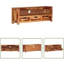 Doc&et² - The Living Store TV-Schrank 110x30x40 cm Massivholz Akazie - Fernsehschränkchen - Akasienholzmöbel - Wohnzimmerschrank - Regal - Sideboard