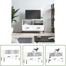 Qonovt - The Living Store TV-Schrank Hochglanz-Weiß 80x36x50 cm Holzwerkstoff - tv Schrank - Fernsehtisch - Holzwerkstoff - Weiß - Wohnzimmermöbel