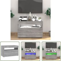 The Living Store TV-Schrank mit LED-Leuchten Grau Sonoma 60x35x40 cm - TV Schrank - Holzwerkstoff Möbel - Grauer Wohntisch - LED Beleuchtung - Media