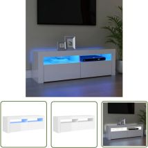 Fuhuida Trading - The Living Store TV-Schrank mit LED-Leuchten Hochglanz-Weiß 120x35x40 cm - tv Schrank - Holzwerkstoff Möbel - Weißer tv Stand - led