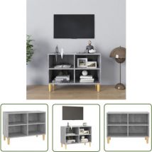 The Living Store TV-Schrank mit Massivholz-Beinen Betongrau 69,5x30x50 cm - tv Schrank - Skandi Stil - Holzkörper - Regal - Fernsehtisch