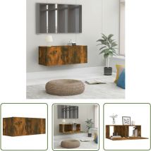Doc&et² - The Living Store TV-Schrank Räuchereiche 80x30x30 cm Holzwerkstoff - tv Schrank - Holzmöbel - Fernsehtisch - Regal - Wohnzimmer Dekoration