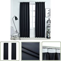 Hommoo - The Living Store Verdunkelungsvorhänge mit Haken 2 Stk. Anthrazit 140x245cm - Verdunkelungsvorhänge - Gardine - Wohnraumdekoration - Vorhang