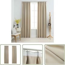 The Living Store Verdunkelungsvorhänge mit Haken 2 Stk. Beige 140x245cm - Verdunkelungsvorhänge - Gardinen - Wohnraumdekoration - Vorhänge Beige