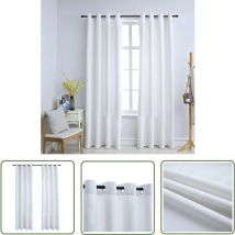 Verdunkelungsvorhänge mit Metallösen 2 Stk. Grauweiß 140x225 cm - Gardinen - Vorhänge - Grauweiß - Wohnraumdekoration - Polyester - The Living Store
