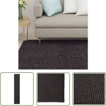 The Living Store - Tapis Sisal naturel 66x350 cm Noir - Tapis Sisal - Tapis Décoratif - Tapis Salon - Tapis Chambre - Tapis Entrée