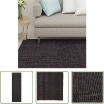 The Living Store - Tapis Sisal naturel 80x250 cm Noir - Tapis Sisal - Tapis Décoratif - Tapis Salon - Tapis Chambre - Tapis Entrée