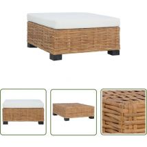 The Living Store - Repose-pied avec coussin Rotin naturel - Repose Pied Jardin - Fauteuil De Jardin - Mobilier De Jardin - Salon De Jardin - Rotin