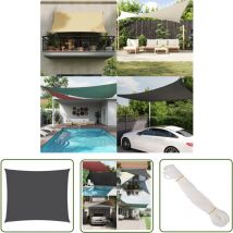 Abcrital - The Living Store Voile de parasol tissu oxford rectangulaire 4x5 m anthracite - Parapluie - Voile Solaire - Parasol Rectangle - Parasol