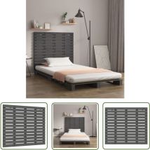 The Living Store Wand-Kopfteil Grau 96x3x91,5 cm Massivholz Kiefer - Holz Kopfteil - Wandmontage - Kiefernholz - Graues Kopfteil - Bett Kopfteil