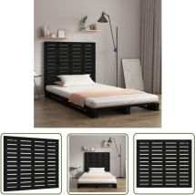 Torana - The Living Store Wand-Kopfteil Schwarz 141x3x91,5 cm Massivholz Kiefer - Holz Kopfteil - Kiefernholzkopfteil - Schwarzes Kopfteil