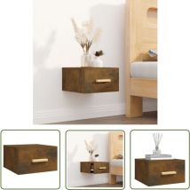 The Living Store Wand-Nachttisch Räuchereiche 35x35x20 cm - Wandregal - Nachttisch - Wohnzimmer Deko - Regal Klein - Holzregale