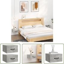 The Living Store Wand-Nachttische 2 Stk. Betongrau 35x35x20 cm - Wand-Nachttisch - Beton Tisch - Wohnzimmerdeko - Schlafzimmereinrichtung - Regal