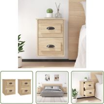 Wand-Nachttische 2 Stk. Sonoma-Eiche 41,5x36x53 cm - Wand-Nachttisch - Nachttisch - Wohnzimmerdeko - Möbel - Holzwerkstoff - The Living Store