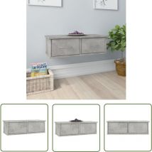 Devenirriche - The Living Store Wand-Schubladenregal Betongrau 60x26x18,5 cm Holzwerkstoff - Wandregal - Holzwerkstoffregal - Betongrau Regal
