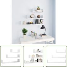Nvees - The Living Store Wandregal 3 Stk. Hochglanz-Weiß Holzwerkstoff - Holzregal - Wandregal - Wohnraum Dekoration - Regal Weiß - Regal Set