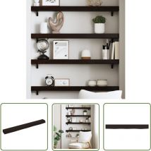 Prolenta Premium - The Living Store Wandregal Dunkelbraun 100x10x6 cm Massivholz Eiche Behandelt - Wandregal - Eichendielen - Holzmöbel - Rustikal