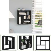 Er-siice - The Living Store Wandregal Schwarz 45,1x16x45,1 cm Holzwerkstoff - Wand Regal - Schwarzes Regal - Regal Aus Holzwerkstoff - Regal Mit