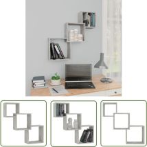 The Living Store - tagères murales cubiques gris béton 68x15x68cm bois ingénierie - Etagere Murale - Etageres Murales - Etagere Cubique - Étagères