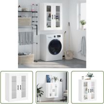 The Living Store - Wandschrank Weiß 69,5x34x90 cm - Wandschrank - Regal - Aufbewahrung - Weißer Schrank - Holzschreibtisch