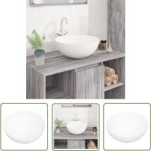 Jinlefu - The Living Store Waschbecken Weiß 36x15 cm Keramik Rund - Waschbecken - Keramikwaschbecken - Rundes Waschbecken - Weißes Waschbecken