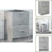 The Living Store - Waschbeckenunterschrank Betongrau 40x37x59 cm Holzwerkstoff - Waschtischunterschrank - Badezimmermöbel - Betonlook - Holzwerkstoff