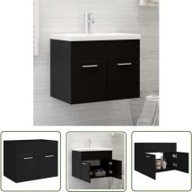 The Living Store Waschbeckenunterschrank Schwarz 60x38,5x46 cm Holzwerkstoff - Waschtischschrank - Badezimmermöbel - Holzschränk - Unterschrank