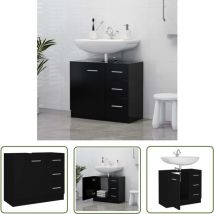The Living Store Waschbeckenunterschrank Schwarz 63x30x54 cm Holzwerkstoff - Waschtischschrank - Badezimmermöbel - Holzschränkchen - Badeschrank