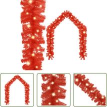 The Living Store Weihnachtsgirlande mit led 10 m Rot - Weihnachtsdeko - Lichterkette - LED-Lichterkette - Christbaumschmuck - Innendekoration
