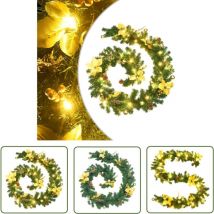Jormftte - The Living Store Weihnachtsgirlande mit LED-Lichtern Grün 2,7 m pvc - Weihnachtsschmuck - Weihnachtsdekoration - Lichterkette