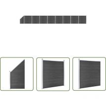 The Living Store Zaunelement Set Wpc 1484x(105-186) Cm Schwarz - Gartenzäune - Holzzäune - Kunststoffzäune - Wpc-zäune - Schwarz