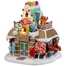 Lemax – Couronne de Noël The Lollipop Shop 4,5V – Résine – Dimensions : 17,3 x 16,8 x 19h cm
