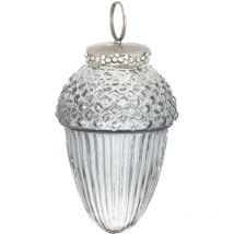Hill Interiors - The Noel Collection Smoked Midnight Large Acorn Bauble (21975) - L5 x W5 x H10 cm - Grey