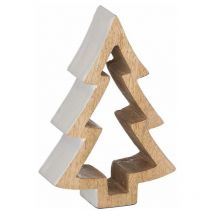 Hill Interiors - The Noel Collection Snowy Standing Small Wooden Tree Artificial Plant - Wood - L4 x W10 x H14 cm - Silver