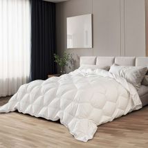 The White Stone - Couette Hiver 210 x 240 cm de 400 g - Rembourrage Doux et Chaud en Ouate Douce - Couette Matelassée en Microfibre Hypoallergénique