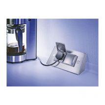 Thebo - Eck-Steckdosenelement 2-fach - Klappdeckel Edelstahloptik