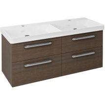 Sapho - theia Unité de Vanité Double Bassin 116x50x44,2cm, 4 Drawer, Pine Rustic