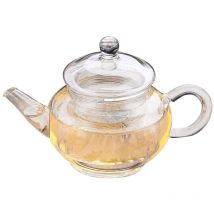 Théière à fleurs en verre résistant à la chaleur à col court Bouilloire transparente Carafe à café Cafetière avec filtre (comme illustré)