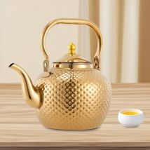 Théière en acier inoxydable avec tamis - Théière 2 l avec tamis - 60 oz - Avec poignée passoire - Convient pour cuisinière à induction (doré)