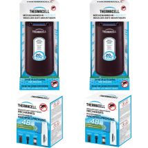 2 Diffuseurs + 2 Recharges Anti-moustiques & Moustiques Tigres - Protection Efficace 20 M² - Inodore - Durée 120h - 10 Cartouches Gaz + 30 Plaquettes 