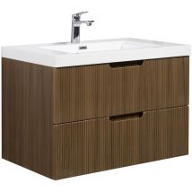Badezimmer Badmöbel-Set Thermis 80 cm – Teak Eiche – Badezimmerm