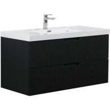 Meuble de salle de bain Thermis 100 cm lavabo Badplaats Noir mat
