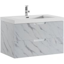 Badplaats - Meuble de salle de bain Thermis 80 cm lavabo Marbre blanc