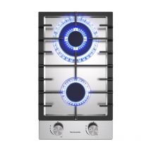 Thermomate - Gaskochfeld Erdgas/Butan/Propan Einbaukochfeld, Mit Emaillierten Gusseisenrosten - GHSS302 - 2 Feuerstellen - 5200W - Edelstahl