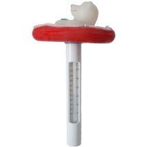Thermometer Eisbär auf Schwimmring Rot m. Schnur Temperatur Messung °c & °f Pool