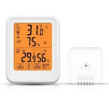 Thermometer Hygrometer with Outdoor Sensor, High Precision Indoor and Outdoor Temperature and Humidity, White